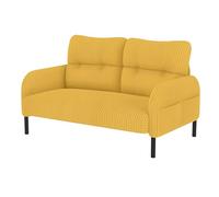 Set di divani modulari in velluto a coste per 2 poltrone ergonomiche e ottomane con tasca laterale, robusta struttura in metallo/legno, perfetto per soggiorno e piccoli appartamenti (giallo)