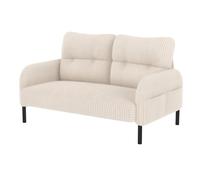 Set di divani modulari in velluto a coste per 2 sedie ergonomiche e ottomana, struttura in metallo e legno, tasca laterale ideale per salotti e piccoli appartamenti (beige)