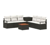 Set di divani per esterni, 8 pezzi, in polyratan, colore: nero e bianco | Design modulare, telaio in acciaio trattato, resistente ai raggi UV, scatola integrata, montaggio a due, per giardino o patio