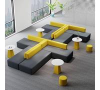 Set di divani semplici e casual for soggiorno, divano modulare imbottito con sgabello rotondo e tavolo, for uffici, lounge, attività commerciali(15)