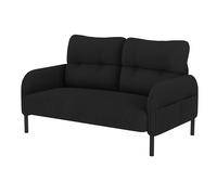 Set di divano modulare a due posti, poltrona e sgabello, con schienale ergonomico, tasca laterale e robusto telaio in legno in metallo, per soggiorno e piccoli appartamenti (divano nero, 2 posti)