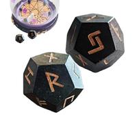 Set di divinazione runica, set di rune in legno - 2 dadi di divinazione in legno intagliato,set di rune da collezione per i fan dei giochi da tavolo, set di divinazione