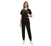 Set di divise da lavoro morbide per infermieri, uniforme ospedaliera, per cliniche veterinarie, pet store, dentisti, SPA e beauty, adatto a donne L,M,S,XL,XXLTessuto intrecciato