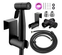 Set di doccetta per bidet, in acciaio inox spazzolato, bidet con valvola G1/2" e un adattatore G3/8" per doccia, bagno, carta igienica, pulizia dei pannolini (nero)