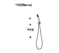 Set di doccia, miscelatori per la doccia da bagno a parete, pioggia di ottone dorato nera Sistema doccia nascosto Sistema di miscelatore incorporato incorporato, 12 pollici Aqiong