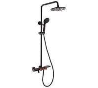Set di doccia, miscelatori per la doccia da bagno a parete, pioggia di ottone dorato nera Sistema doccia nascosto Sistema di miscelatore incorporato incorporato, 12 pollici Aqiong