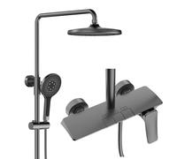 Set di doccia, moderno sistema doccia semplice, capo doccia rotondo da 10 pollici/25 cm, design dei tasti per piano LWX