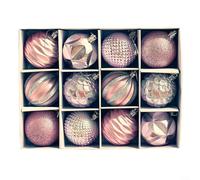 Set di dodici ornamenti da appendere, ciascuno misura sei centimetri (rosa)