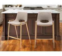 Set di Due 26 " Beige e Oro Simil pelle Acciaio Basso Retro Bancone Altezza Asta