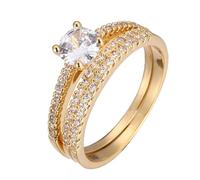 Set di due anelli da donna, impilabili, con zirconia cubica, eleganti gioielli per fidanzamento, banchetti di nozze e occasioni speciali formali
