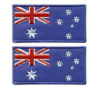 Set di due - Bandiera dell'Australia - nero VEIcro/Hook and Loop Back- Toppa ricamata/badge/emblema