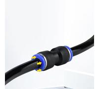 Set di due connettori dritti a pressione per misure metriche e imperiali, progettati per applicazioni di aria e gas, costruzione in plastica e ottone per l'automazione (12 mm)