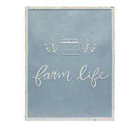 Set Di Due Decorazioni Murali In Metallo Blu E Bianco Farm Sweet Farm 18" X 14"