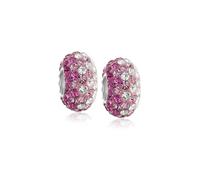 Set di due distanziatori in cristallo sfumati rosa chiaro magenta con anima in argento sterling .925 adatti per braccialetti con charm europei per donne e adolescenti.