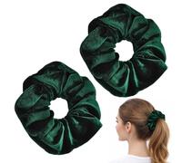 Set di due elastici per capelli in morbido velluto, lussuosi elastici larghi per donne e ragazze, tenute delicate, comode per uso quotidiano, scuola, ufficio, feste (confezione da 2 verdi)