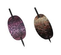 Set di due fermagli per capelli in pelle, semplici fermagli per capelli a coda di cavallo, alla moda, in finta pelle.