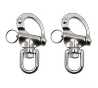 Set di due grilli a scatto a sgancio rapido in acciaio inossidabile 316 con anello girevole per la coda per nautica e attrezzature da esterno