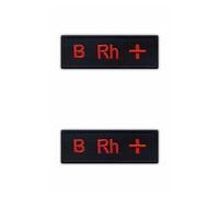 Set di due - gruppo sanguigno B Rh + - nero VEIcro/Hook and Loop - Patch ricamata/badge/emblema