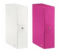 Set di due LEITZ Wow Cartella Progetti in Cartoncino Plastificato, Dorso 10 cm, 25 x 35 cm, Bianco Metallizzato + Fucsia Metallizzato
