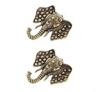 Set di due maniglie decorative in ottone con design a testa di elefante, per applicazioni su armadi e porte, per migliorare lo stile e l'utilità degli interni (B)