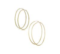 Set di due orecchini a cerchio senza tempo minimalisti continui leggeri semplici sottili da 2 mm in ottone placcato oro giallo per donne e adolescenti con finitura lucida diametro 2 pollici e 2,75