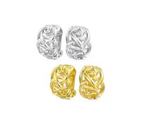 Set di due orecchini a clip a mezza cerchio con nodo d'amore celtico intrecciato aperto per donne senza orecchie forate placcati in argento e oro.