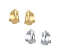 Set Di Due Orecchini A Clip Moderni E Geometrici A Forma Di Mezza Luna Con Motivo A Gamberetto Per Donne Con Orecchie Non Forate Placcati In Oro Giallo 14K E Argento