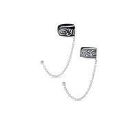 Set di due orecchini a polsino per cartilagine in stile Bali Boho con catena a spirale per uomini e donne in argento sterling ossidato .925.