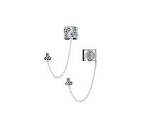 Set di Due Orecchini Celtici Irlandesi Vichinghi con Spirale Sole & Trinità Triskele Avvolgente Cartilagine Catena Orecchio Forato 1Pz Argento Sterling .925 Ossidato