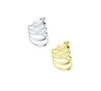 Set di due orecchini minimalisti a fascia divisa con scanalature geometriche per cartilagine, clip avvolgente per elica, per donne e adolescenti, in argento placcato oro giallo e argento sterling