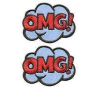 Set Di Due - Patchion Fumetto - OMG Oh Mio Dio - Adesivo A Caldo - Ricamo Patch Badge Emblema
