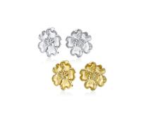 Set di due petali a forma di cuore orecchini a clip con zirconi cubici CZ per donne senza fori alle orecchie in ottone placcato argento opaco oro.