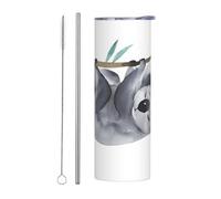 Set di due pezzi con cannuccia in acciaio inox con coperchio - 590 ml divertente stampa koala bottiglia d'acqua isolata, perfetta per sport, ufficio e uso domestico