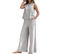 Set di due pezzi da donna primavera casual vestiti eleganti set da allenamento estivo crociera viaggio tuta top pantaloni abiti, grigio, M
