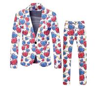 Set di due pezzi da uomo per San Valentino, con stampa di rose, elegante giacca e pantaloni, top alla moda con parte inferiore, idea regalo perfetta per occasioni festive, vestibilità di alta qualità