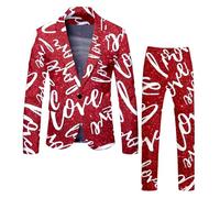 Set di due pezzi da uomo per San Valentino, con stampa di rose, elegante giacca e pantaloni, top alla moda con parte inferiore, idea regalo perfetta per occasioni festive, vestibilità di alta qualità
