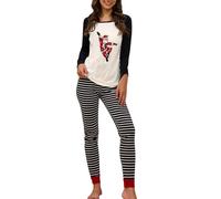 Set di due pezzi di Natale per le donne Loungewear Autunno Inverno Europa Gli Stati Uniti Natale Vecchio Casa Due set di indumenti da notte, Nero , XXL