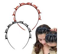 Set di due pezzi doppia frangia acconciatura capelli pinze con torsione e clip clip per capelli estivi fascino, fascia per te - anche le donne amiche (Red&Black, 2pcs)