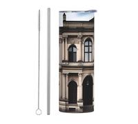 Set di due pezzi in acciaio inox con coperchio - 590 ml aOld Architecture Print Bottiglia d'acqua isolata, perfetta per sport, ufficio e uso domestico