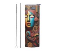 Set di due pezzi in acciaio inox con coperchio - 590 ml una borraccia termica artistica con stampa meraviglia, perfetta per sport, ufficio e uso domestico