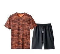 Set di due pezzi, pantaloncini estivi da spiaggia e maglietta traspirante, casual, 2 pezzi, sport, stretch, completo a maniche corte, da jogging, per uomo, fitness, palestra, tracksuit, Colore