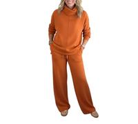 Set di due pezzi per le donne con collo a lupetto abiti autunnali 2026 abbinati Lounge Sweat Set Casual ed elegante Abbigliamento pendolari, Arancione, 4XL