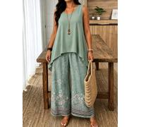 Set di due pezzi taglie forti per le donne eleganti set da salotto abiti estivi crociera viaggio spiaggia vacanze casual pantaloni a gamba larga