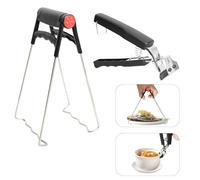 Set di Due Pinza per Teglie in Acciaio Inox, Pinza Prendi Teglie con Manico Antiscivolo in Polipropilene per Afferrare E Sollevare Ciotole, Padelle, Teglie, Piatti E Pentole, 18 * 9cm (Nero)