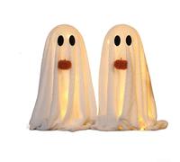 Set di due spettatori di peluche di Halloween con luci calde integrate, morbido materiale shaggy, perfetto per aggiungere un tocco spettrale alle decorazioni per interni (2 pezzi)