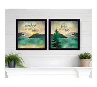 Set di due stampe incorniciate nere The Lake is Calling Wall Art