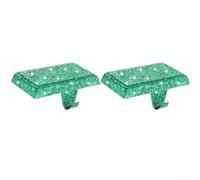 Set di due supporti per calze di Natale con base in metallo per ganci da caminetto, forte supporto per mantenere le calze in posizione per uso stagionale ed eventi (verde)