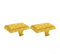 Set di due supporti per calze di Natale con base in metallo per ganci da caminetto, forte supporto per mantenere le calze in posizione per uso stagionale ed eventi (oro)