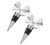Set di due tappi per vino con un caratteristico design a fiocco, costruiti per la forza e utilizzati in incontri casual e formali (argento)