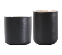 Set di due tazze da caffè isolate in ceramica a doppia parete, nero opaco con interno bianco liscio, dimensioni grandi e piccole per latte, espresso e bevande al caffè